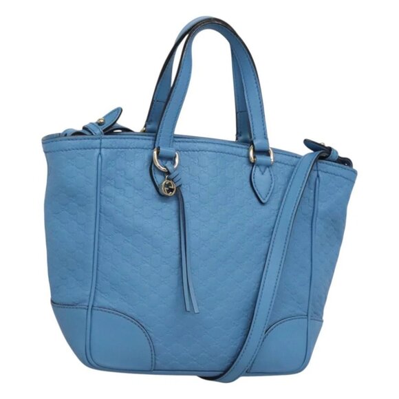 GUCCI Micro GG Canvas Guccissima Bag Leather Outlet Blue Gold - Picture 1 of 14
